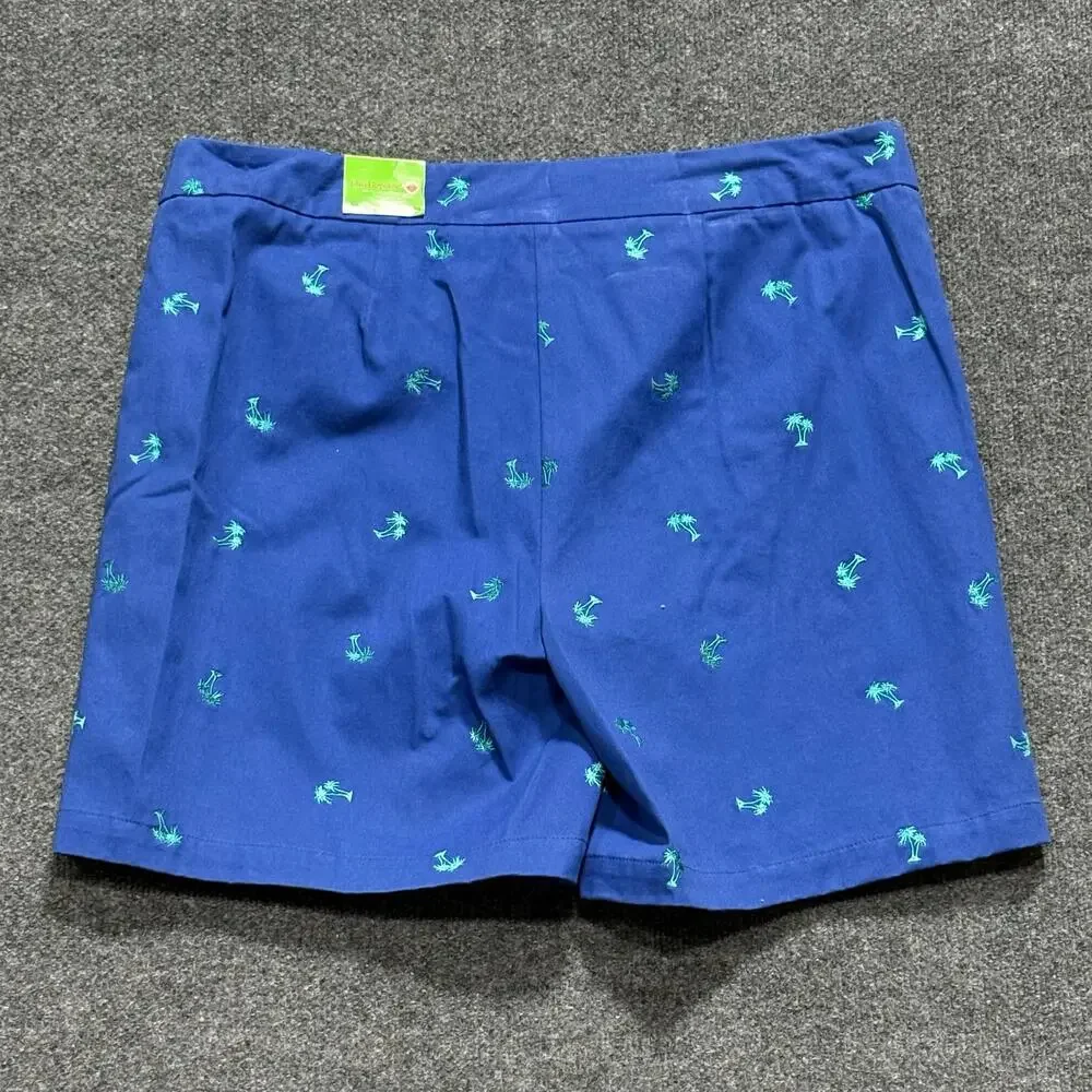 Island Republic Skort Shorts Womens 16 Blue Wrap Front Embroidered Palm Twill